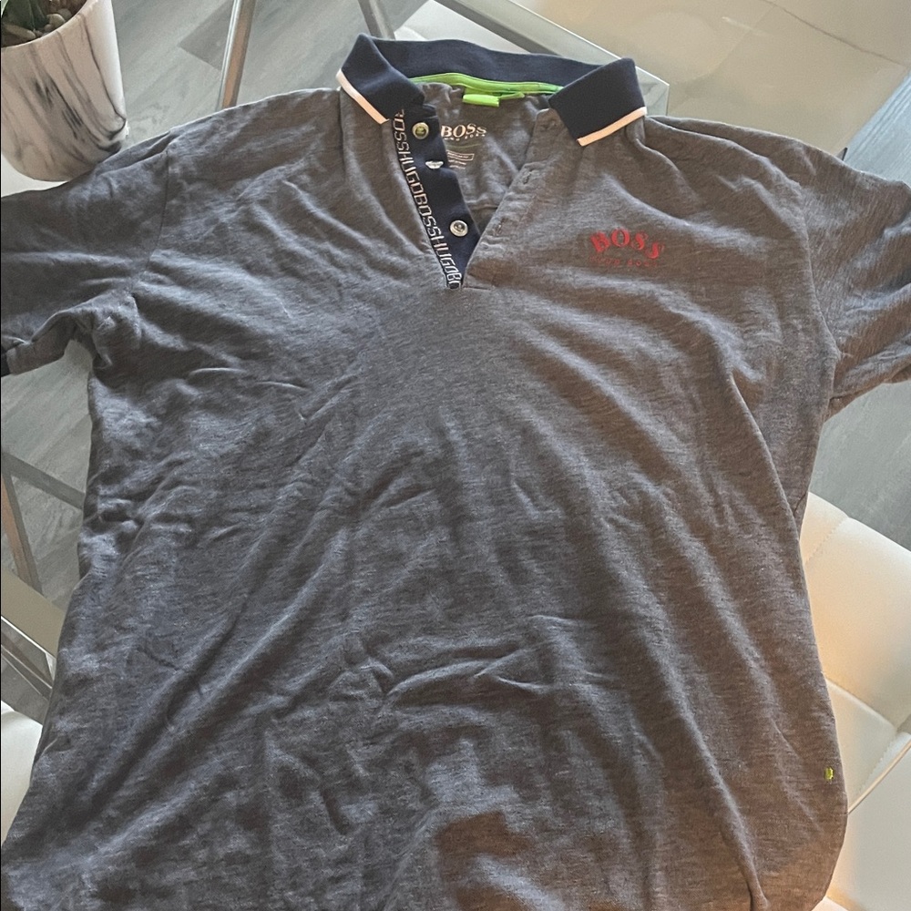 BOSS Men's Polo Shirt in Gray and Navy